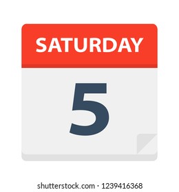 Saturday 5 - Calendar Icon - Vector Illustration