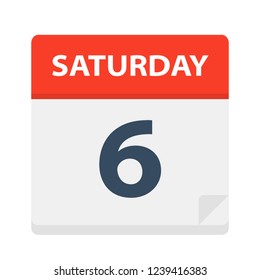 Saturday 6 - Calendar Icon - Vector Illustration