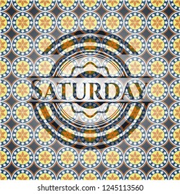 Saturday arabic emblem. Arabesque decoration.