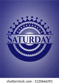 Saturday badge with denim background