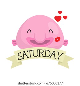Saturday Blob Fish Feeling In White Background