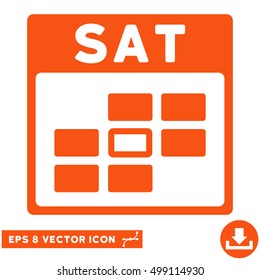 Saturday Calendar Grid icon. Vector EPS illustration style is flat iconic symbol, orange color.