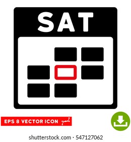 Saturday Calendar Grid icon. Vector EPS illustration style is flat iconic bicolor symbol, intensive red and black colors.