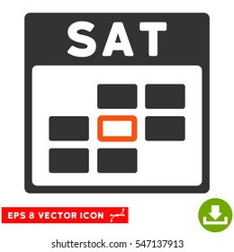 Saturday Calendar Grid icon. Vector EPS illustration style is flat iconic bicolor symbol, orange and gray colors.