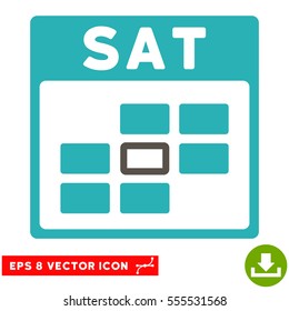 Saturday Calendar Grid icon. Vector EPS illustration style is flat iconic bicolor symbol, grey and cyan colors.