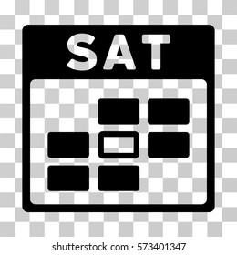 Saturday Calendar Grid icon. Vector illustration style is flat iconic symbol, black color, transparent background. Designed for web and software interfaces.