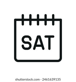 Saturday calendar isolated icon, SAT week day vector symbol with editable stroke