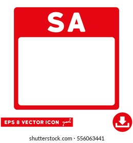 Saturday Calendar Page icon. Vector EPS illustration style is flat iconic symbol, red color.