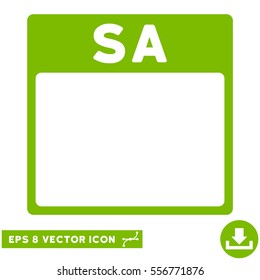 Saturday Calendar Page icon. Vector EPS illustration style is flat iconic symbol, eco green color.