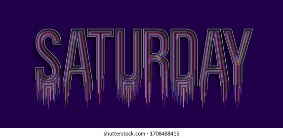Saturday Calligraphic line art Text shopping poster vector illustration Design.