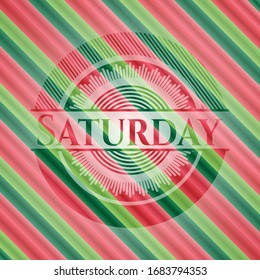 Saturday christmas colors emblem. Vector Illustration. Detailed.