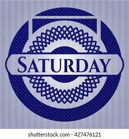 Saturday emblem with denim texture
