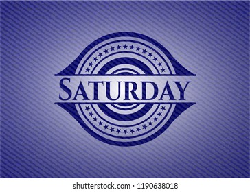 Saturday emblem with jean background