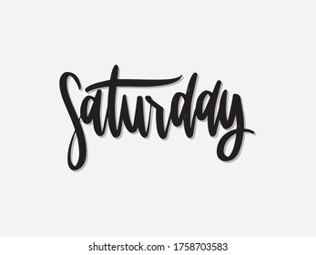 saturday. Hand written lettering isolated on white background.Vector template for poster, social network, banner, cards.