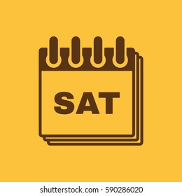 Saturday icon. Sat and calendar, data symbol. Flat design. Stock - Vector illustration