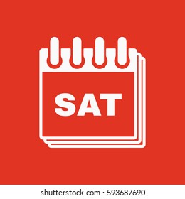 Saturday icon. Sat and calendar, data symbol. Flat design. Stock - Vector illustration