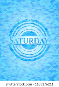 Saturday light blue emblem with mosaic background