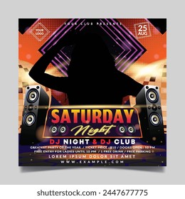 Saturday night flyer template with right and left side disco lights