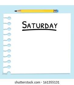 Saturday on torn paper note