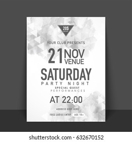 Saturday Party Night Flyer, Template Or Banner Design.