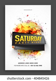 Saturday Party Night Template, Musical Party Flyer, Dance Party Banner or Club Invitation with colorful abstract design.
