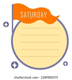 Saturday Planner Template. Kid Space Theme Label