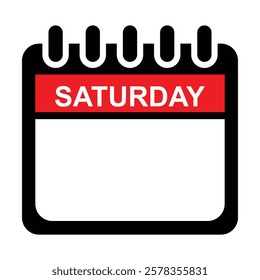 Saturday red and black calendar web button. Saturday days of the week. week icon. notepad sticky. notes vector illustration