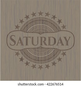 Saturday retro wooden emblem