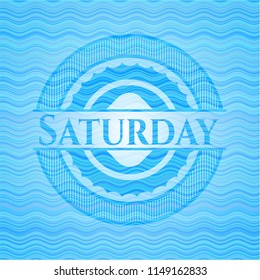 Saturday sky blue water badge.