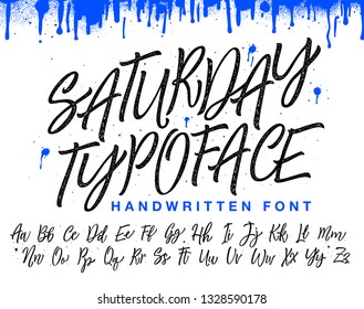 Saturday Typeface. Lettering font isolated on white background. Vector. 