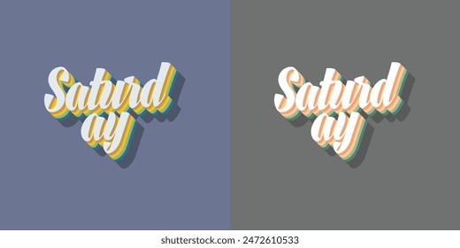 Saturday typography editable colour effect template in 3d shadow style. Suitable for brand, business logo or calendar design. Eps 10 vector.