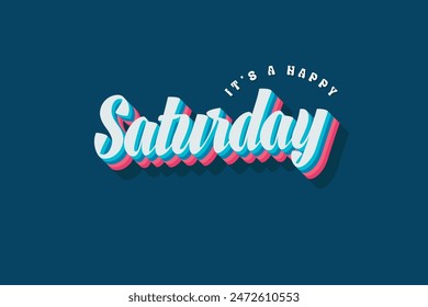 Saturday typography editable colour effect template in 3d shadow style. Suitable for brand, business logo or calendar design. Eps 10 vector.