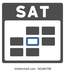 Saturday vector icon. Style is bicolor flat symbol, cobalt and gray colors, rounded angles, white background.