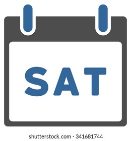 Saturday vector icon. Style is bicolor flat symbol, cobalt and gray colors, rounded angles, white background.