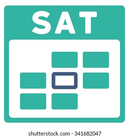 Saturday vector icon. Style is bicolor flat symbol, cobalt and cyan colors, rounded angles, white background.