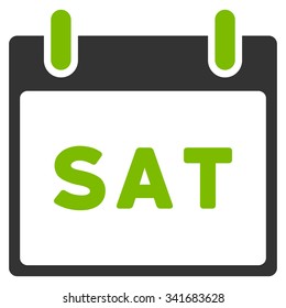 Saturday vector icon. Style is bicolor flat symbol, eco green and gray colors, rounded angles, white background.