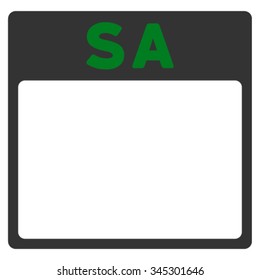 Saturday vector icon. Style is bicolor flat symbol, green and gray colors, rounded angles, white background.