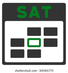 Saturday vector icon. Style is bicolor flat symbol, green and gray colors, rounded angles, white background.