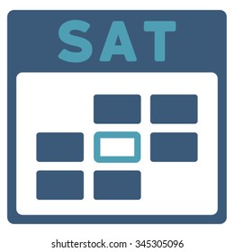 Saturday vector icon. Style is bicolor flat symbol, cyan and blue colors, rounded angles, white background.
