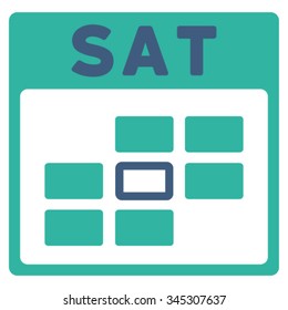 Saturday vector icon. Style is bicolor flat symbol, cobalt and cyan colors, rounded angles, white background.