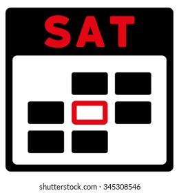 Saturday vector icon. Style is bicolor flat symbol, intensive red and black colors, rounded angles, white background.