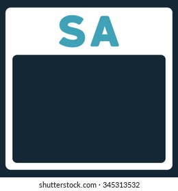 Saturday vector icon. Style is bicolor flat symbol, blue and white colors, rounded angles, dark blue background.