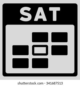 Saturday vector icon. Style is flat symbol, black color, rounded angles, light gray background.