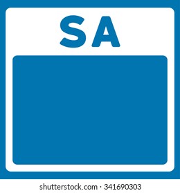 Saturday vector icon. Style is flat symbol, white color, rounded angles, blue background.