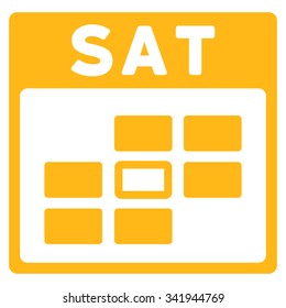 Saturday vector icon. Style is flat symbol, yellow color, rounded angles, white background.