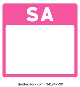 Saturday vector icon. Style is flat symbol, pink color, rounded angles, white background.