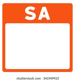Saturday vector icon. Style is flat symbol, orange color, rounded angles, white background.