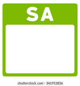 Saturday vector icon. Style is flat symbol, eco green color, rounded angles, white background.