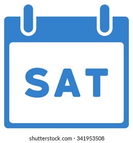 Saturday vector icon. Style is flat symbol, cobalt color, rounded angles, white background.