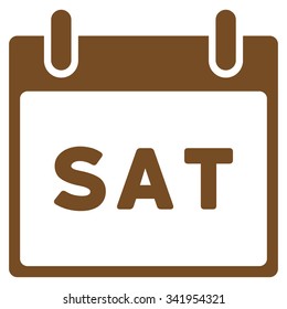 Saturday vector icon. Style is flat symbol, brown color, rounded angles, white background.